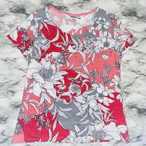 Croft & Barrow Short Sleeve Shirt Floral Texture Pink Women M Cottagecore Summer